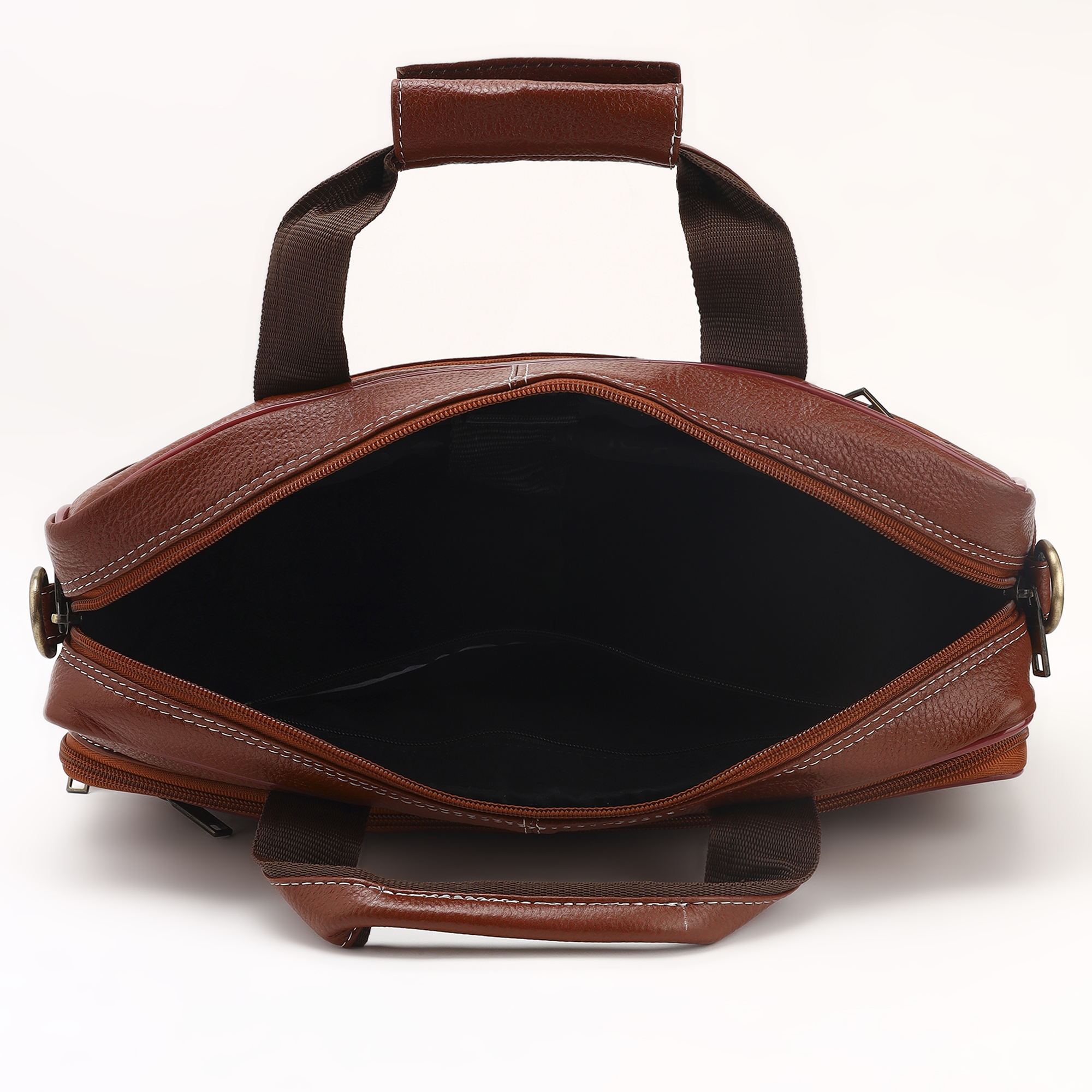 Messenger Bags For Men Office Use Professional Brown Genuine Leather Laptop Bag with Multi-Pocket Organizer 15 Inches - Image 6