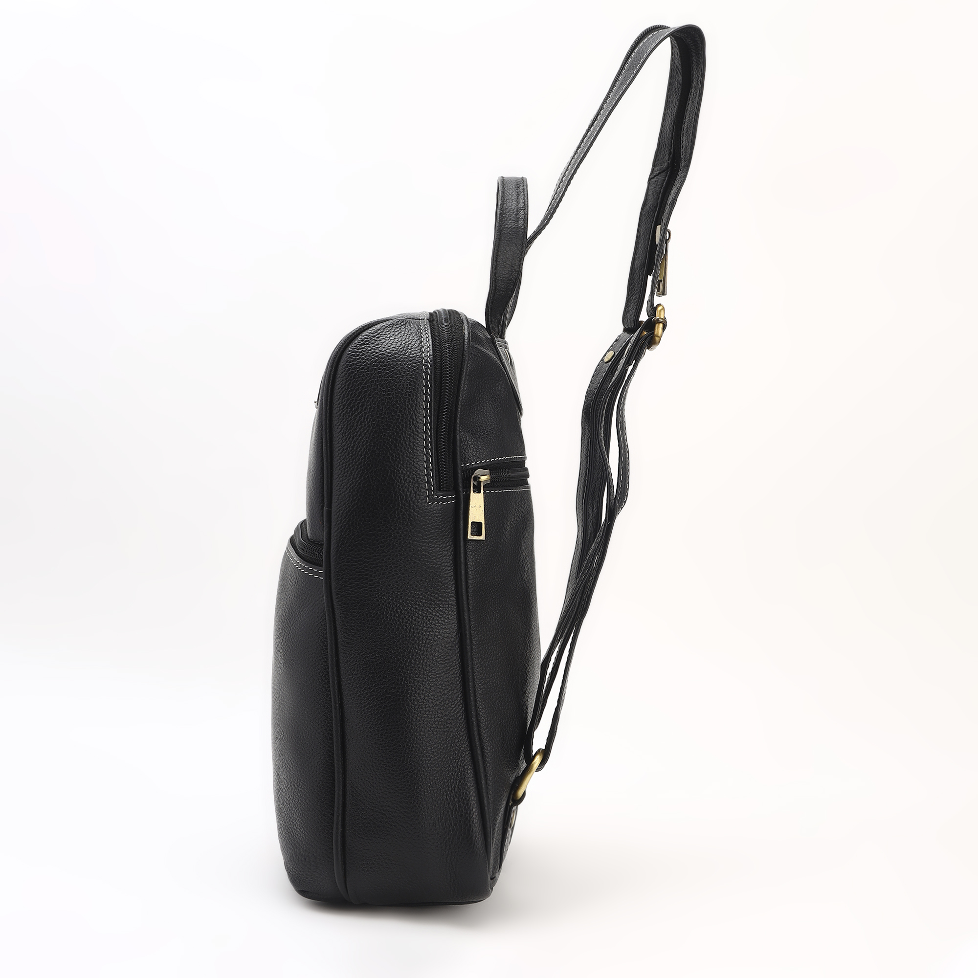 Unisex Leather Backpack Solid Black Premium Genuine Leather Laptop Bag Stylish Office & Travel Backpack by Nation Crafts - Image 7