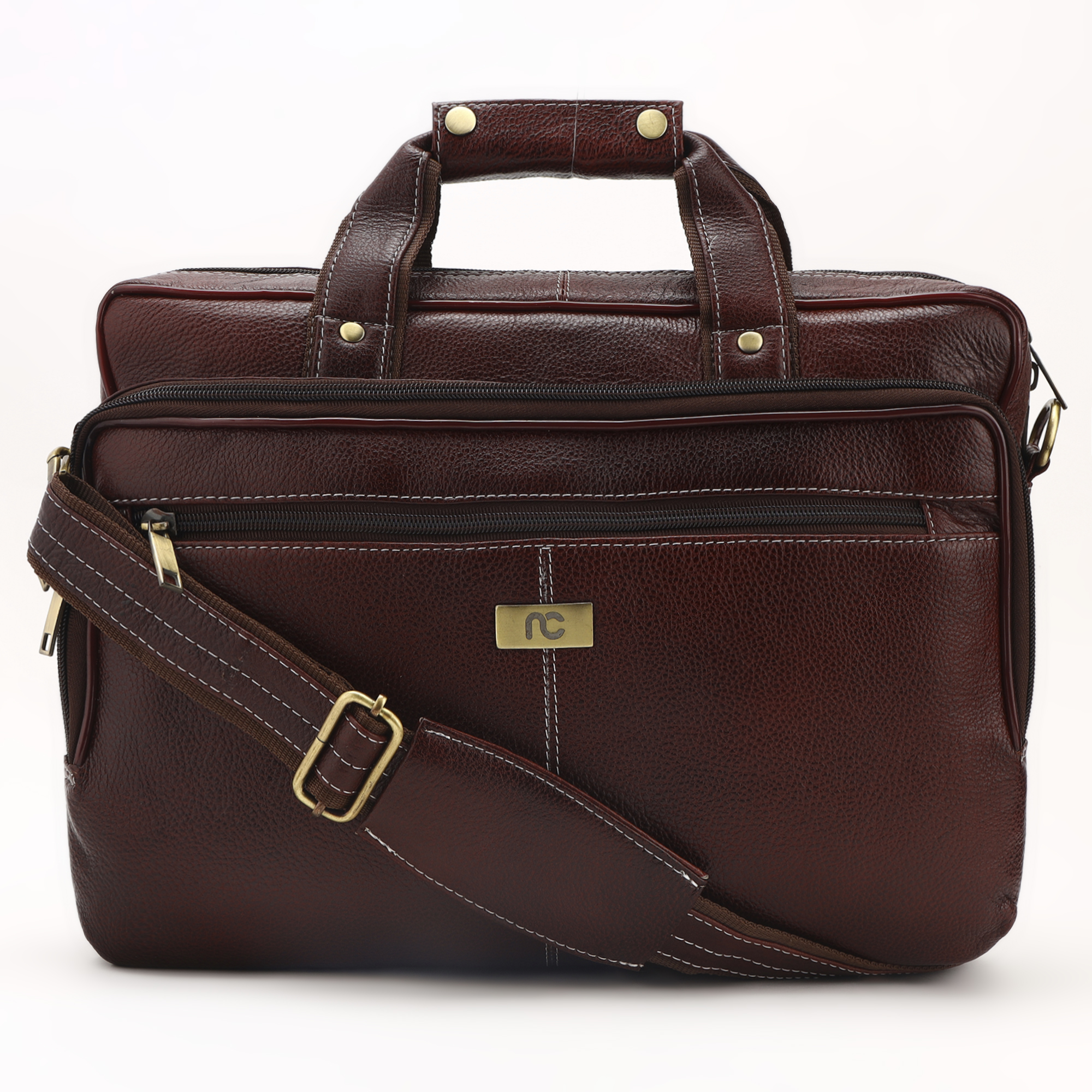 Leather Laptop Bag for Men Office Use Classic Wine Brown Messenger Bag with Multi-Utility Pockets - Image 8