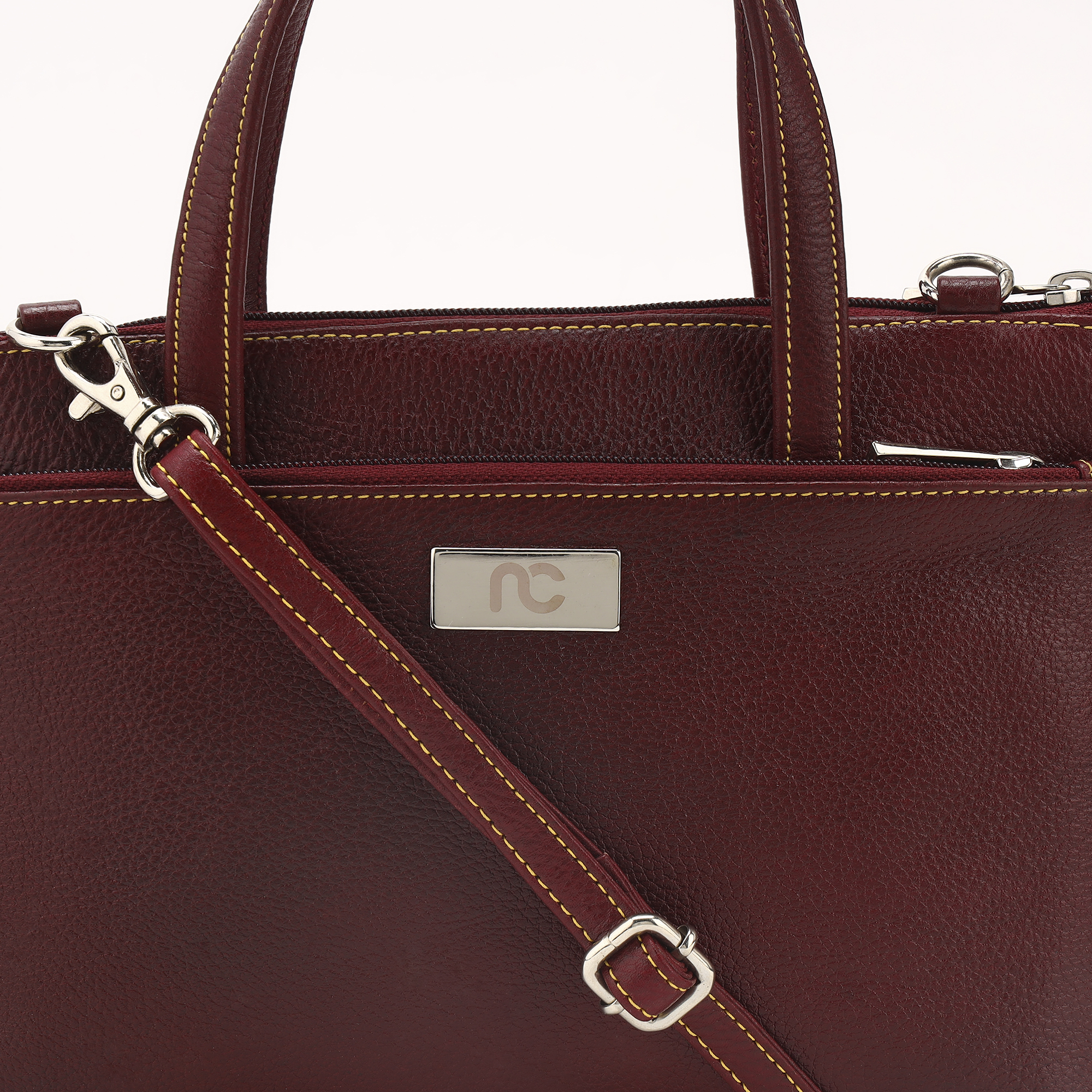 Premium Genuine Leather Handbag for Women – Classic Red Tote with Adjustable Strap & Multiple Compartments | Stylish Office & Casual Bag - Image 2