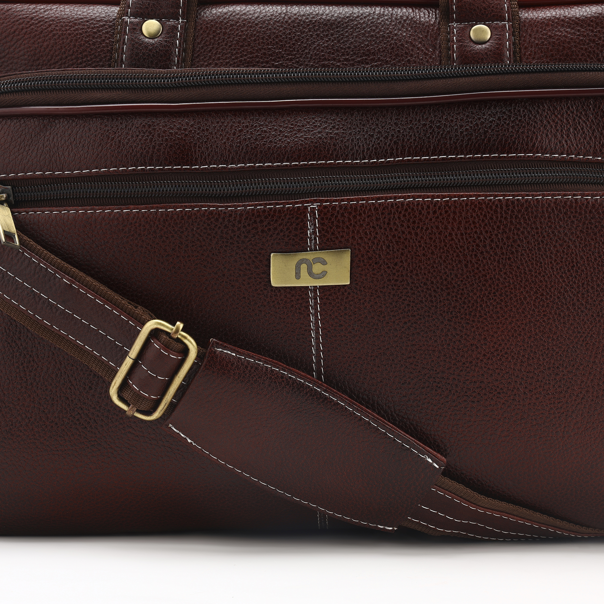 Leather Laptop Bag for Men Office Use Classic Wine Brown Messenger Bag with Multi-Utility Pockets - Image 2