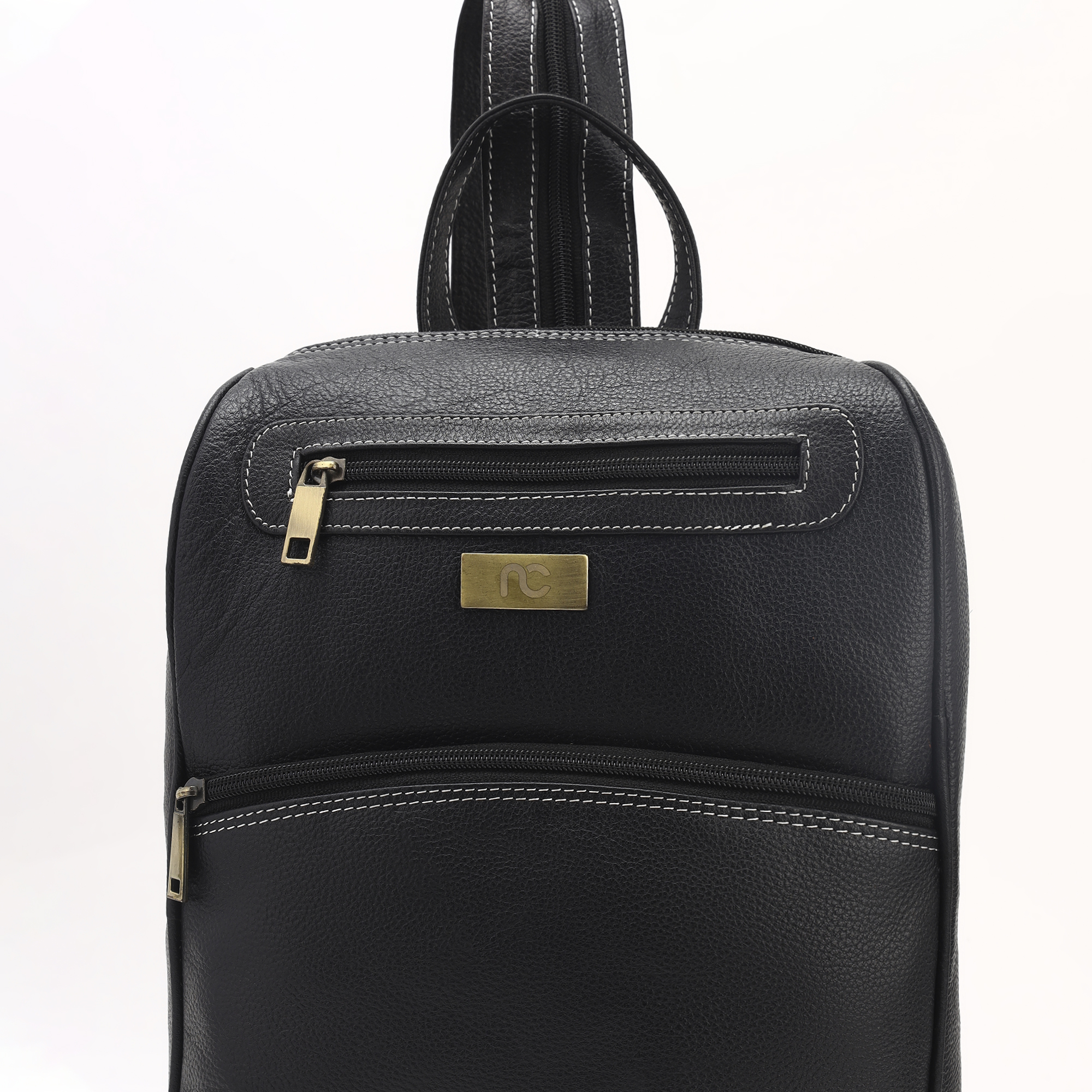 Unisex Leather Backpack Solid Black Premium Genuine Leather Laptop Bag Stylish Office & Travel Backpack by Nation Crafts - Image 3