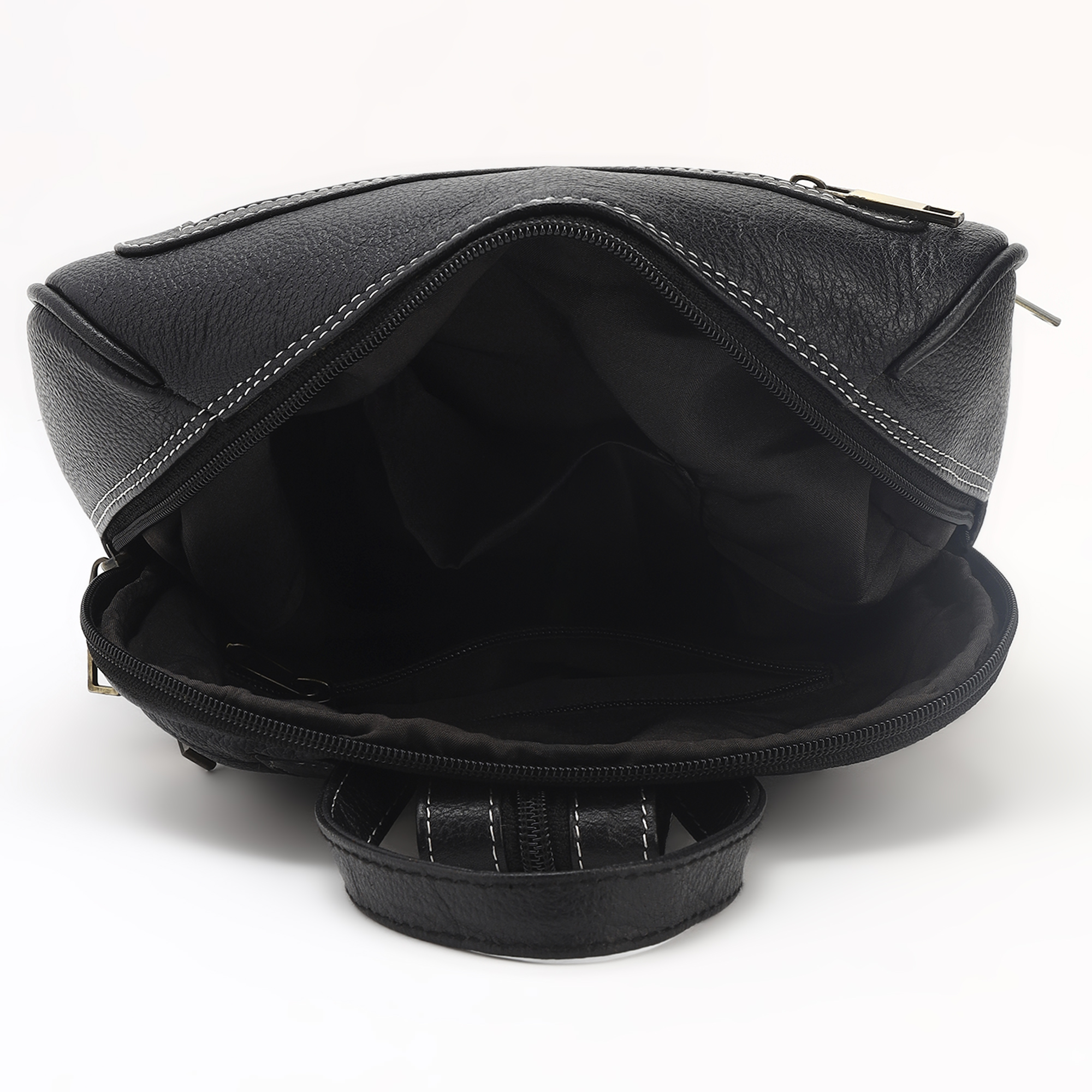 Unisex Leather Backpack Solid Black Premium Genuine Leather Laptop Bag Stylish Office & Travel Backpack by Nation Crafts - Image 6