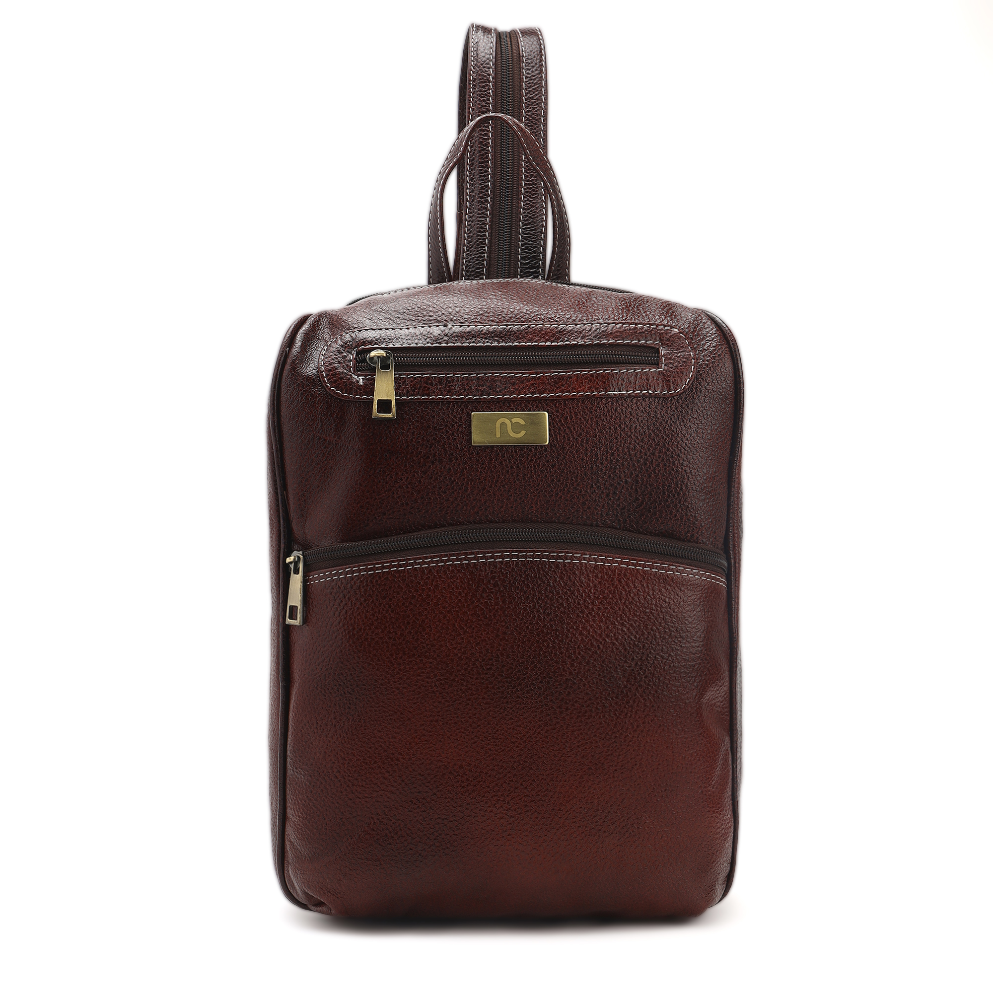 premium genuine leather backpack for men and women, brown laptop backpack
