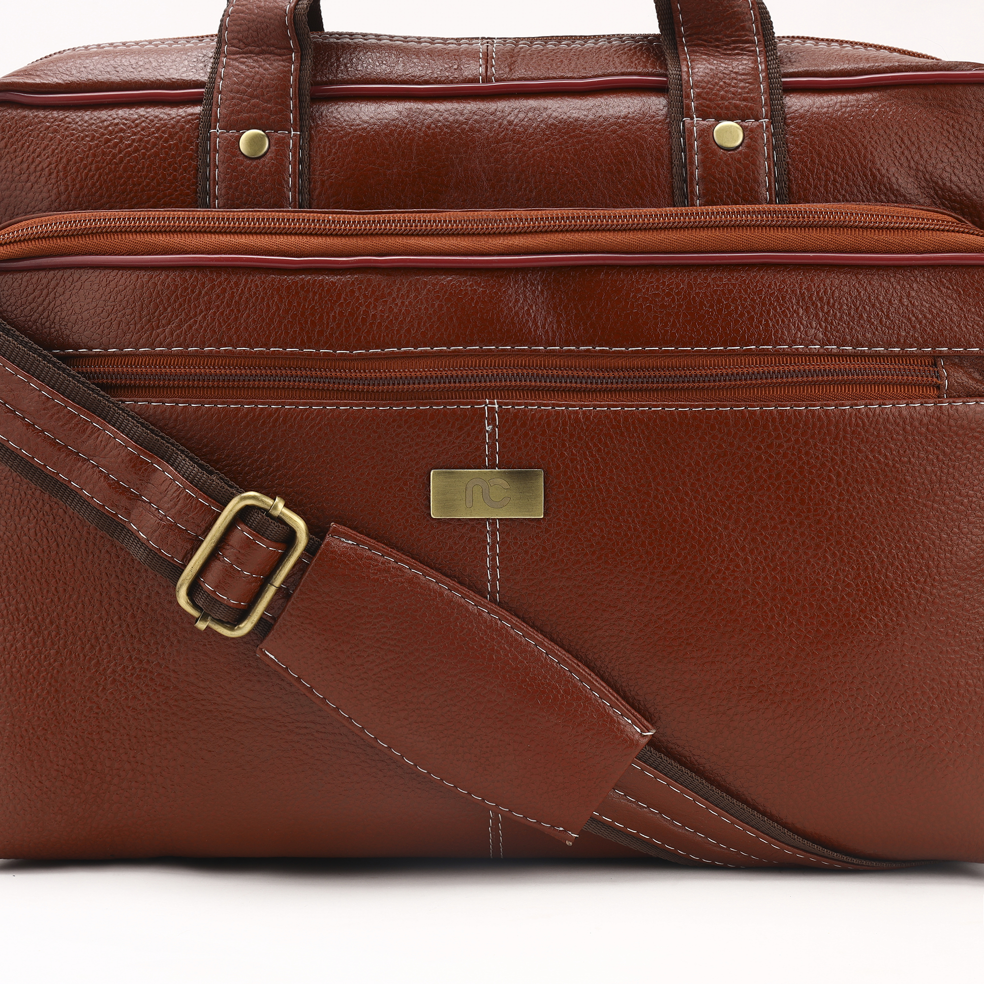 Messenger Bags For Men Office Use Professional Brown Genuine Leather Laptop Bag with Multi-Pocket Organizer 15 Inches - Image 2