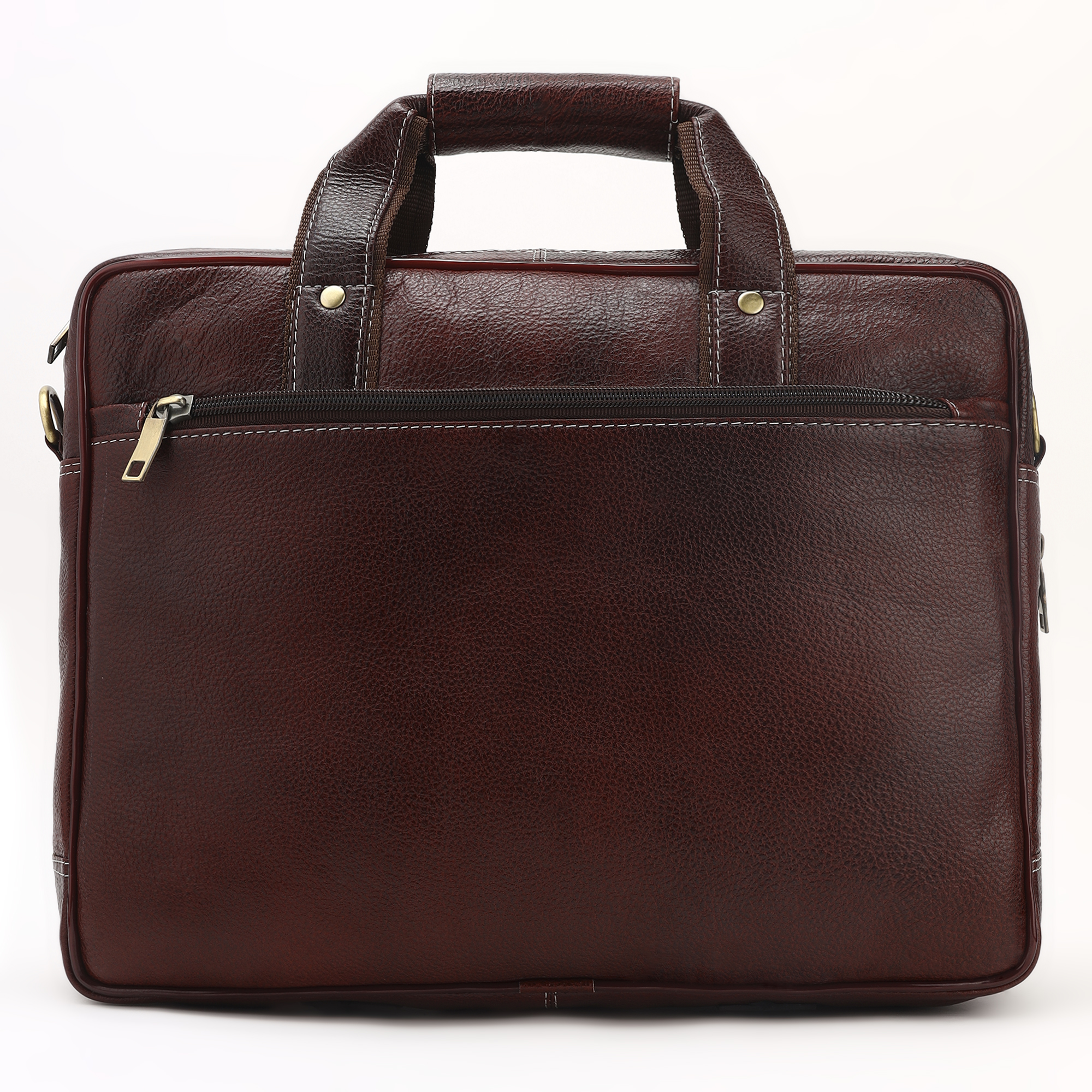 Leather Laptop Bag for Men Office Use Classic Wine Brown Messenger Bag with Multi-Utility Pockets - Image 5