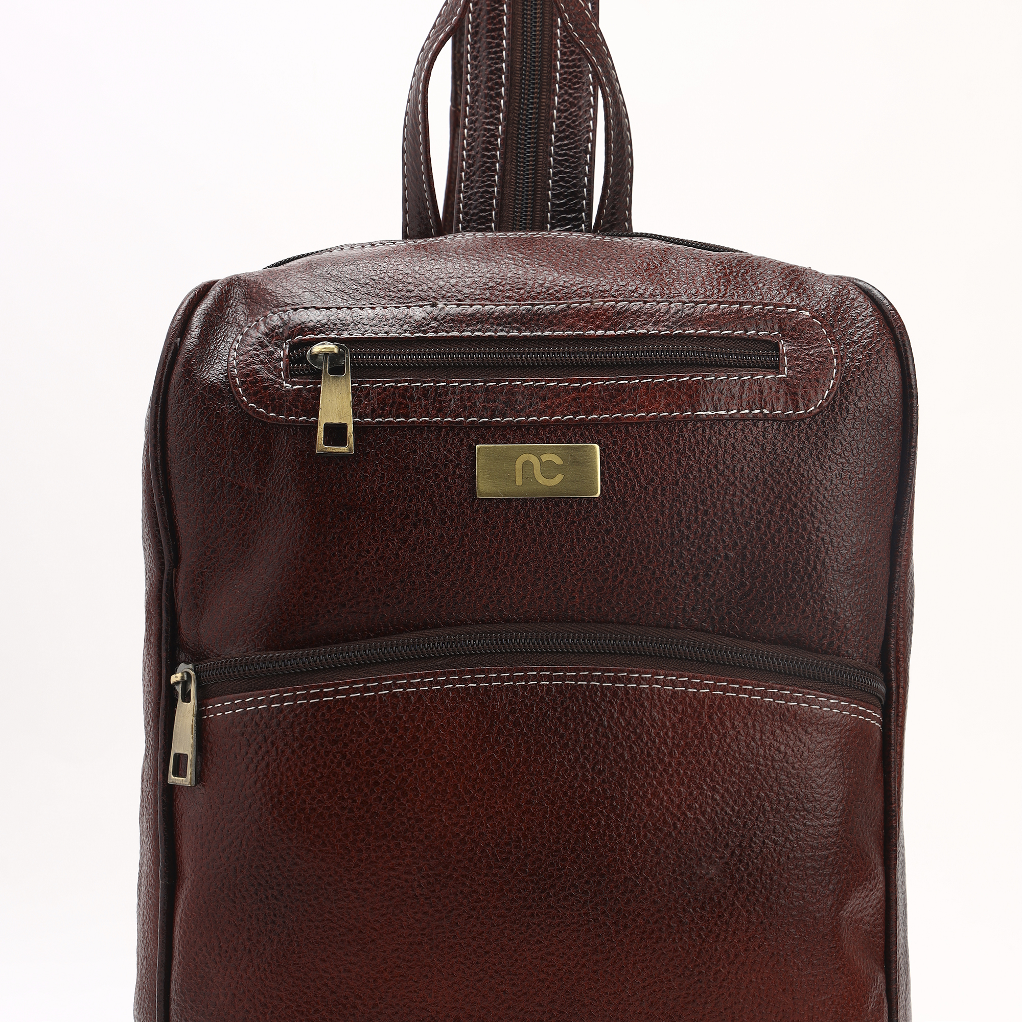 Premium Unisex Leather Backpack for Men & Women Genuine Solid Brown Laptop Backpack with Multiple Compartments Stylish Office & Travel Bag by Nation Crafts - Image 4