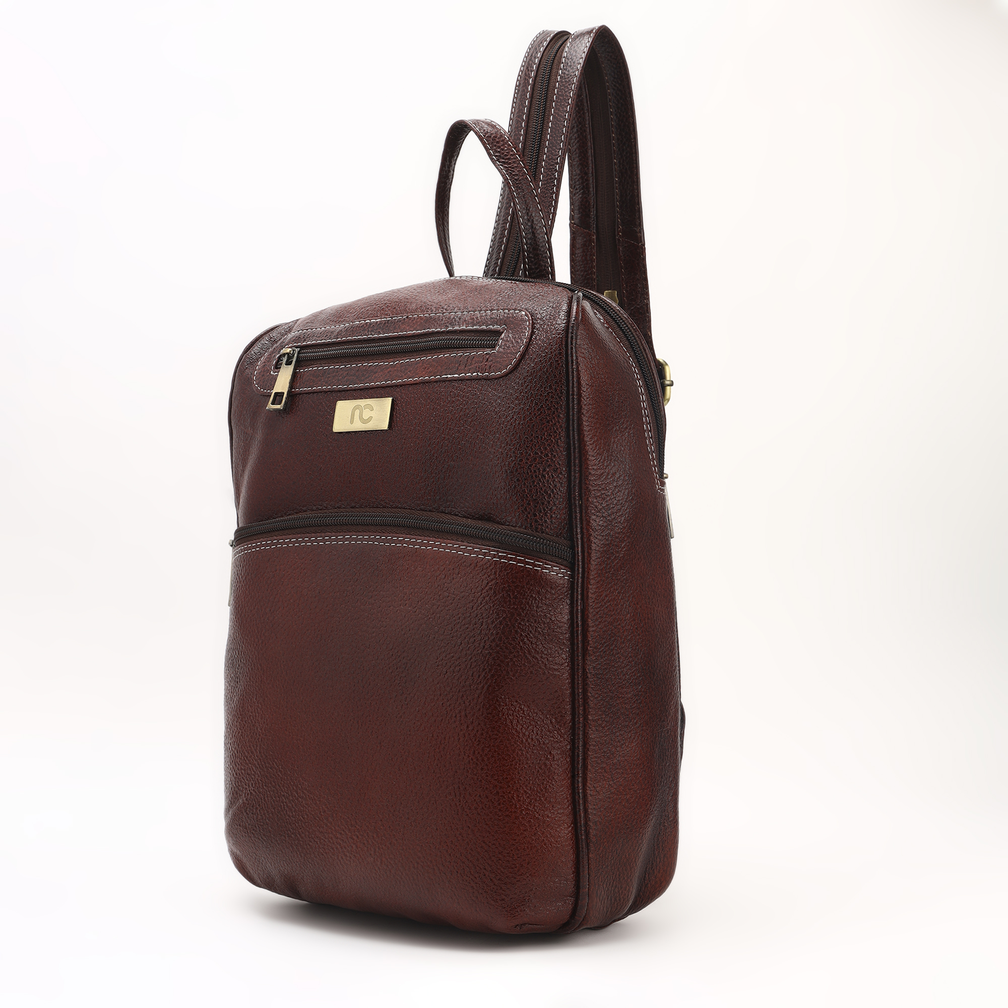 Premium Unisex Leather Backpack for Men & Women Genuine Solid Brown Laptop Backpack with Multiple Compartments Stylish Office & Travel Bag by Nation Crafts - Image 5