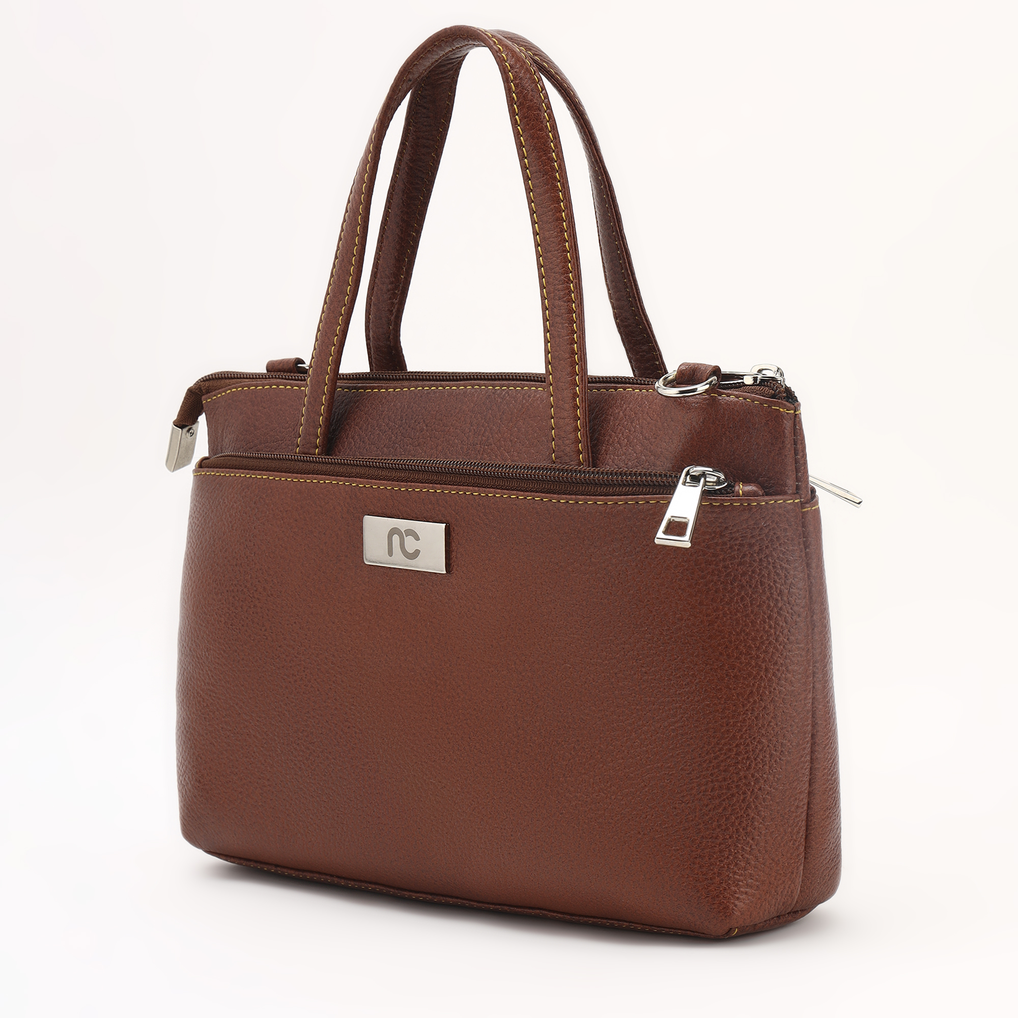 Women Leather Shoulder Bag Tan Crossbody Purse with Detachable Strap & Multi Organizer Pockets By Nation Crafts - Image 6